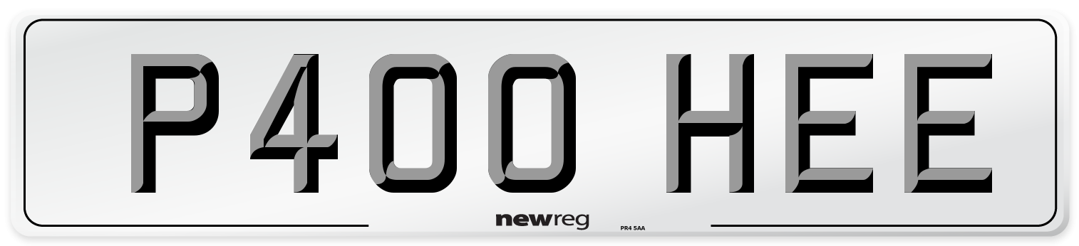 P400 HEE Number Plate from New Reg